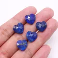 Colgantes de lapislázuli con forma de corazón facetado y agujero para joyería artesanal - Lapislázuli