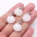 Faceted rose quartz water drop pendants with silver clips for DIY necklace jewelry - 16x17mm / White Jade