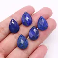 Faceted teardrop lapis lazuli natural stone pendants for DIY necklace jewelry making - 13x18mm / Lapis Lazuli