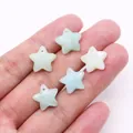 Faceted star-shaped natural gemstone pendants in light green and white for DIY jewelry - Amazonite