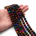 Primo piano di perle colorate in occhio di tigre naturale con lucentezza setosa e riflessi - Stile 4mm (10g) / Multicolor Mixed (No.4)