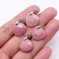 Faceted pink natural stone heart pendants with silver bails for DIY jewelry making - 16x17mm / Red Wood Grain Stone