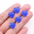 Set de cinco colgantes de piedra natural azul con forma de corazón para joyería DIY - Calcedonia Azul