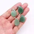 Juego de cuatro colgantes de gota en piedra natural verde con cierres de plata - Aventurina Verde