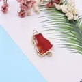 Irregular natural red agate slice pendant with gold plated edges and double loops - Red Agate Style (1) / 1 Piece