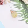 Natural yellow crystal stone square pendant with rose gold plated edge for DIY jewelry - 10-20mm, 3g / Pale Yellow (No. 1)