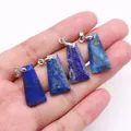 Trapezoid lapis lazuli stone pendants with silver metal clasps in a set of four pieces - Lapis Lazuli