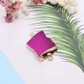DIY jewelry connector with fuchsia agate stone and gold plated edges for necklace making - Peach Agate Style (6) / 1 Piece