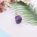 Natural purple amethyst stone pendant with gold plating on a floral decorative card - 10-20mm, 3g / Purple