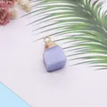 Natural lavender crystal stone cube pendant with gold plated edge for DIY jewelry - 10-20mm, 3g / Light Purple (No.4)