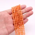 Faceted orange teardrop beads with cat eye effect for DIY necklace jewelry making - 4x6MM / Orange (No. 3)