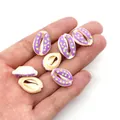 DIY shell-shaped beads with purple coating and green polka dots for jewelry making - Style 2 (Purple with Green Dots)