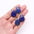 Μενταγιόν λάπις λάζουλι σε σχήμα δακρύου με ασημένια κουμπώματα στο χέρι για κοσμήματα - Λάπις λάζουλι