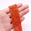 Tira de pequeñas cuentas de turquesa naranja facetadas en cubo para joyería DIY - Naranja