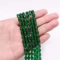 Dark green faceted teardrop cat's eye beads for DIY necklace jewelry making - 4x6MM / Dark Green (No.2)