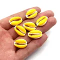 DIY shell beads in bright yellow and white finish for handmade necklace jewelry - Bright Yellow And White