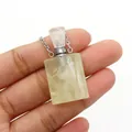 Natural light yellow gemstone perfume bottle pendant necklace with silver chain - 19x37mm / Citrine