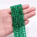 Cuentas de gota facetadas en piedra ojo de gato verde esmeralda para crear joyas - Verde Esmeralda (N.º 10)