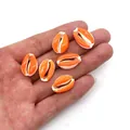 DIY shell beads in vibrant orange and white for necklace and bracelet accessories - Orange & White