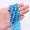 Cuentas de gota en ojo de gato azul facetado para la creación de joyas DIY - Azul Brillante (N°11)