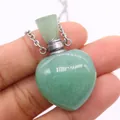 Collana con ciondolo a forma di cuore in pietra naturale verde per oli essenziali e profumi - Aventurina verde