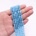 Cuentas facetadas de gota en piedra ojo de gato azul claro para creación de joyas - Azul Claro (No. 13)