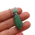 Collana con bottiglia di profumo in aventurina verde esagonale e catena argento - Aventurina verde