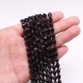 Cuentas facetadas de piedra ojo de gato negro en forma de gota para collares DIY - Negro (No.14)