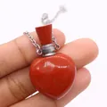 Ciondolo a forma di cuore in pietra rossa per oli essenziali con catenina argento - Diaspro Rosso