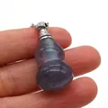 Tigerauge-Stein Aromatherapie-Flasche Anhänger in Kürbisform mit lila Kristallen - 18x35mm / Lila Fluorit