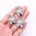 Three heart shaped pink quartz necklaces with silver tree of life metal wire wrap design - White Crystal