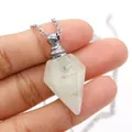 Collana con ciondolo a boccetta di profumo in cristallo bianco con catena in argento - 1.8cmx3.6cm / Citrino