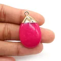 Macro shot of rose pink teardrop stone pendant with gold plated bail for DIY necklaces - Rose Red Chalcedony