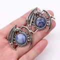 Pendentif dragon en argent rétro avec pierre naturelle bleue pour bijoux collier DIY - Sodalite