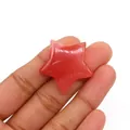 Polierter sternförmiger Naturstein aus rosa Quarz für DIY-Schmuckherstellung - 30mm (Dicke 8mm), 9g / Wassermelonen Quarz
