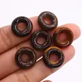 Χάντρες donut από μάτι της τίγρης για κοσμήματα DIY με φυσικό καφέ γυαλισμένο φινίρισμα - 16mm (Τρύπα 6mm) / Μάτι τίγρης