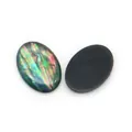 Ovale Abalone-Muschel Cabochons mit Regenbogen-Glanz und schwarzer Rückseite für DIY-Ringe - Oval / Groß