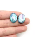 Macro detail of oval abalone shell resin cabochons with iridescent blue-purple tones - 13x18mm / Iridescent Blue Purple