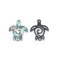 Turtle shaped abalone shell pendants with hollow spiral pattern in colorful and black - Turtle Shape