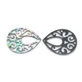 Natural teardrop abalone shell and black hollow pendants for DIY necklace jewelry making - Teardrop Hollow Pendant