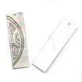 Carved rectangle black shell pendant with iridescent natural mother of pearl luster - Rectangle (039)