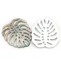 Natural sea shell monstera leaf charms with black lip and white pearl iridescent finish - Banana Leaf (040)