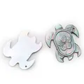 Natural black shell turtle pendant with floral carving and iridescent luster for DIY jewelry - Sea Turtle (042) / 28x32mm