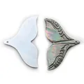 Iridescent seashell whale tail pendant with engraved lines for DIY jewelry making - Fish Tail Shape (038)