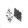 Natural diamond shaped shell pendant with floral carving for DIY jewelry making - Rhombus (056)