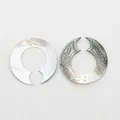Engraved black shell pendants with iridescent luster for DIY jewelry making and necklaces - Notched Double Hole Ring (068)