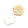 Carved yellow mother of pearl flower shell beads showing front and back texture - Flower Shape (31mm)