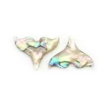 Iridescent abalone shell whale tail pendants with glossy finish for DIY necklace jewelry - Whale Tail Charm