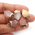 Gefacetteerde natuursteen hangers met gouden rand voor DIY-sieraden maken projecten - Lichtroze Kristalstijl (Nr. 7)