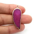Pink purple stone wing pendant with golden plated edges for jewelry making - Pinkish Purple Stone (3)